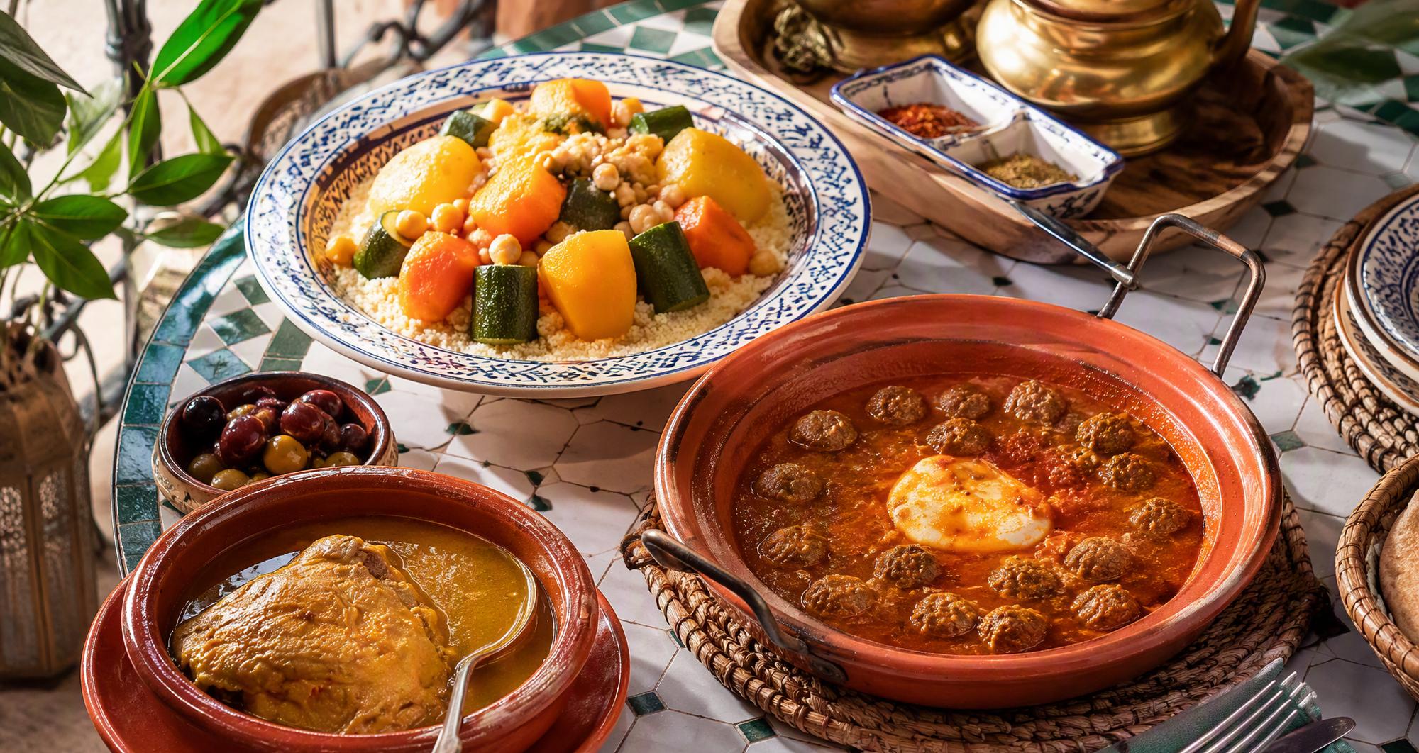 Festín marroquí con couscous y tajines para compartir en Aljaima